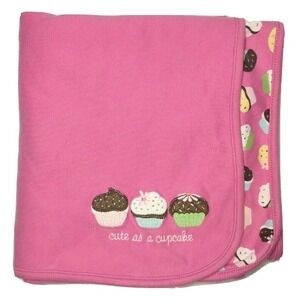 Gymboree Sweet Tooth Pink Cute As A Cupcake Baby Girl Blanket Cotton 2008